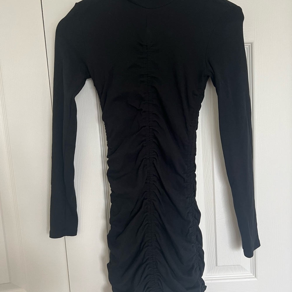 Zara Elegant Black Jersey Ruched Dress size small